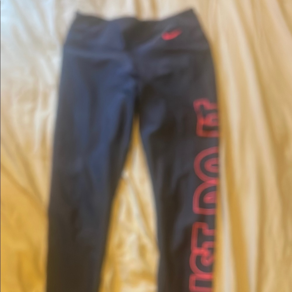 Nike Blue Leggings with Pink Logo